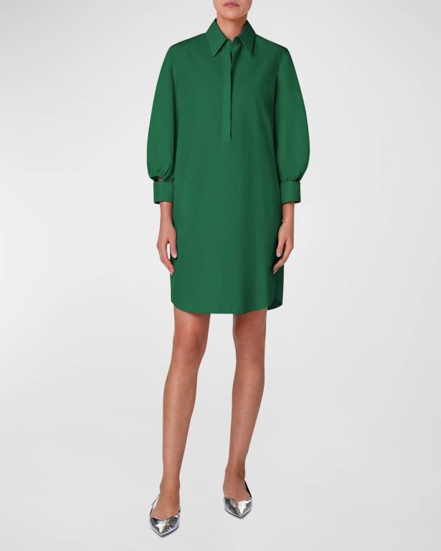 Cotton Poplin Dress with Cutout Sleeves